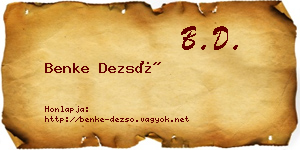 Benke Dezső névjegykártya
